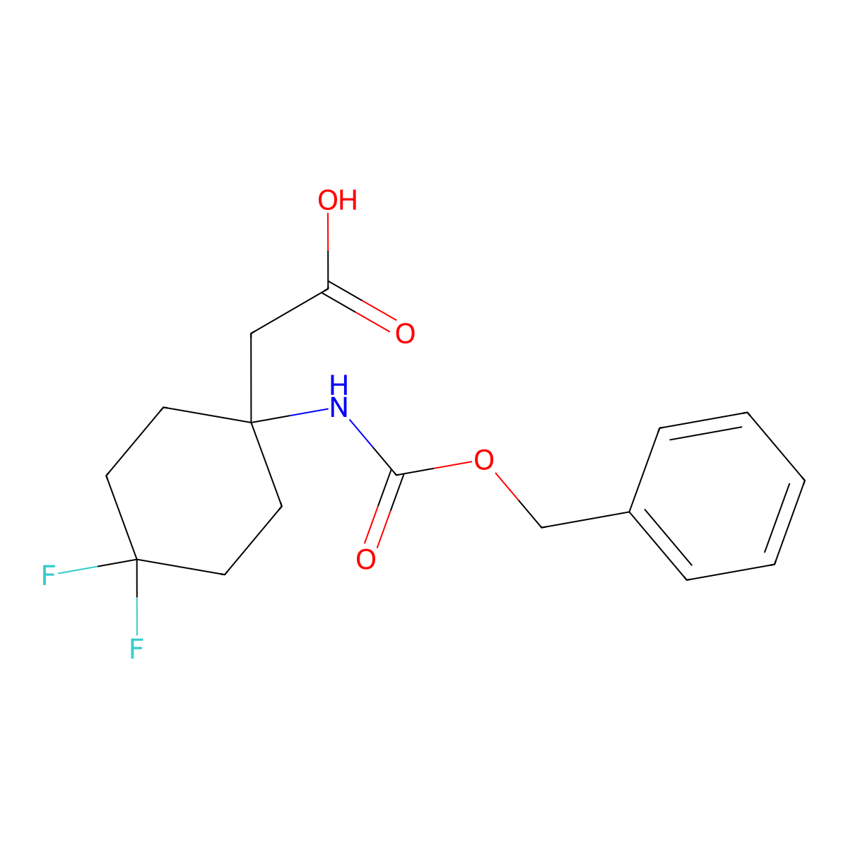 2-(1-{[(Benzyloxy)carbonyl]amino}-4,4-difluorocyclohexyl)acetic acid molecular structure, CAS 2283668-27-7