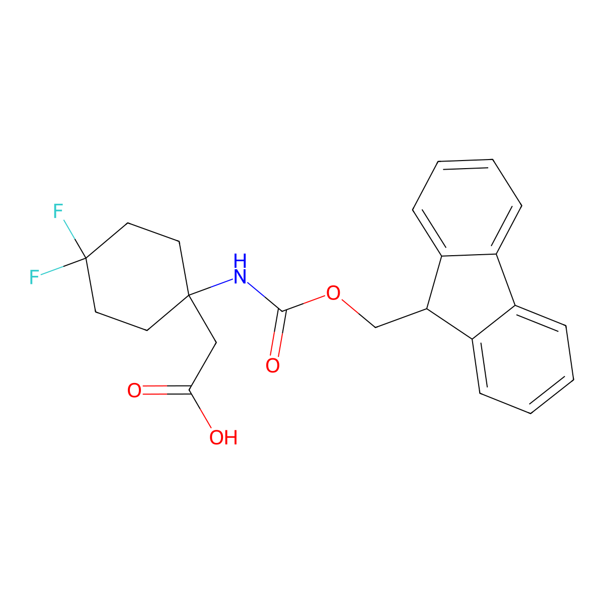 2-[1-({[(9H-fluoren-9-yl)methoxy]carbonyl}amino)-4,4-difluorocyclohexyl]acetic acid molecular structure, CAS 2283836-66-6