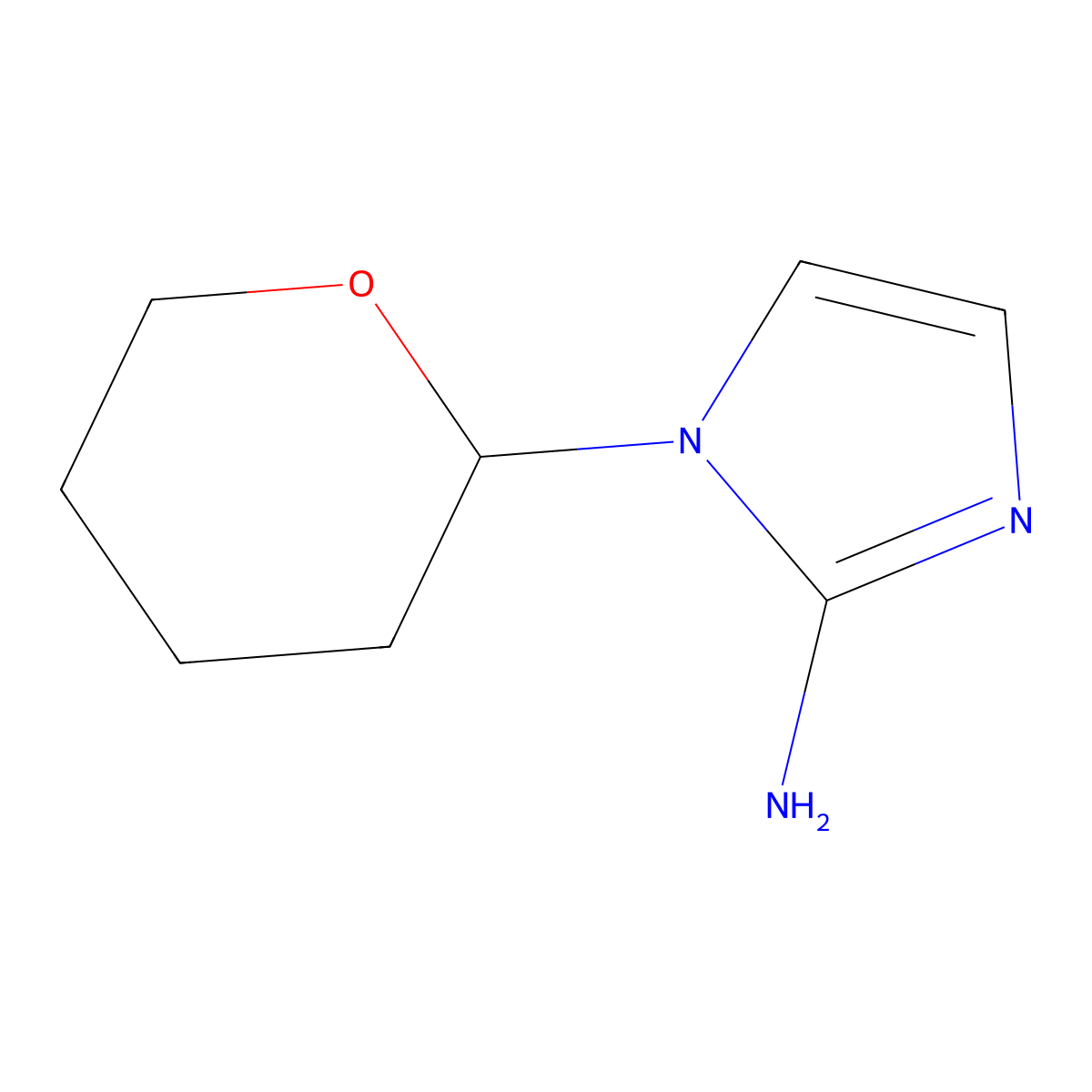 1-(tetrahydro-2H-pyran-2-yl)-1H-imidazol-2-amine molecular structure, CAS 2283866-84-0