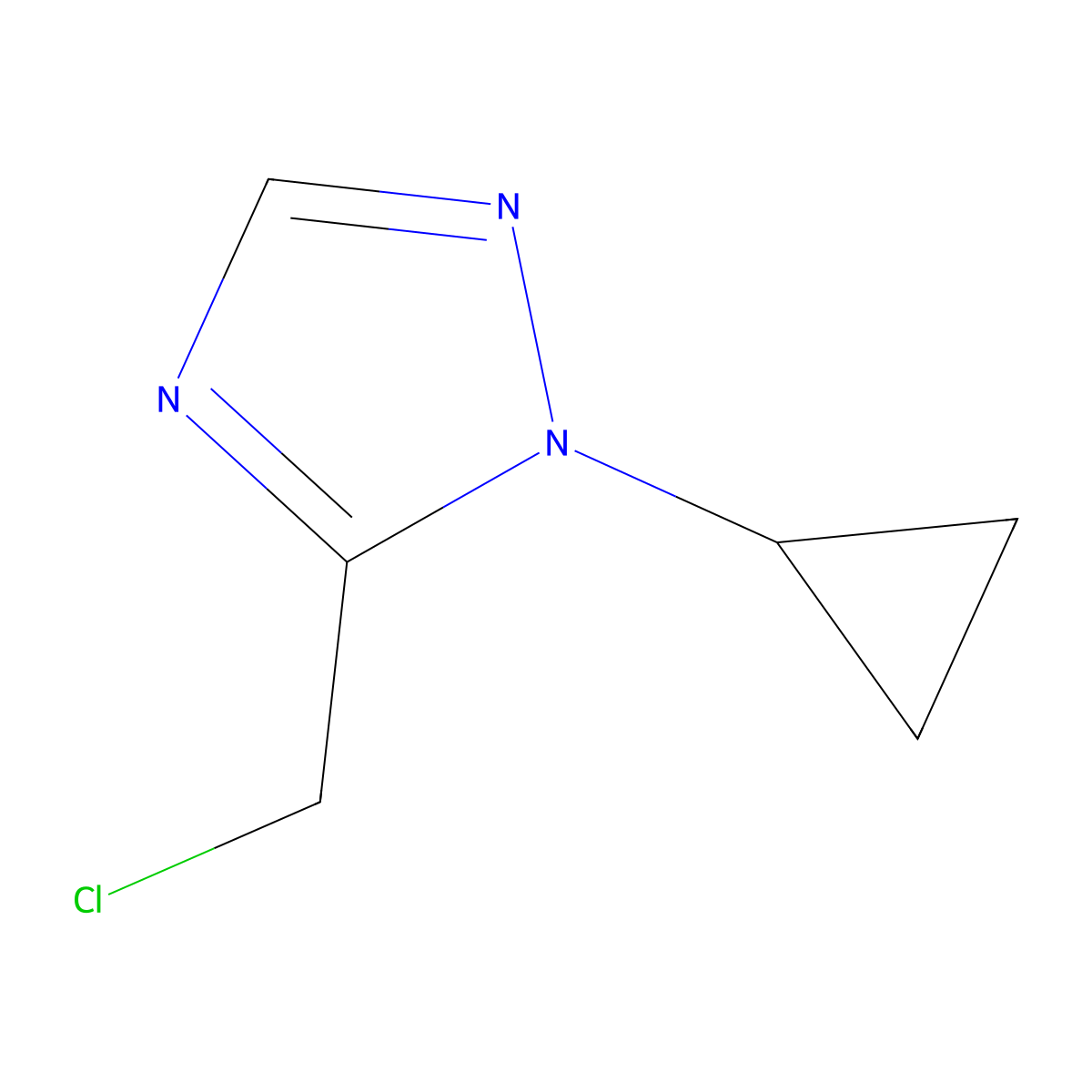 5-(chloromethyl)-1-cyclopropyl-1H-1,2,4-triazole molecular structure, CAS 2284058-63-3
