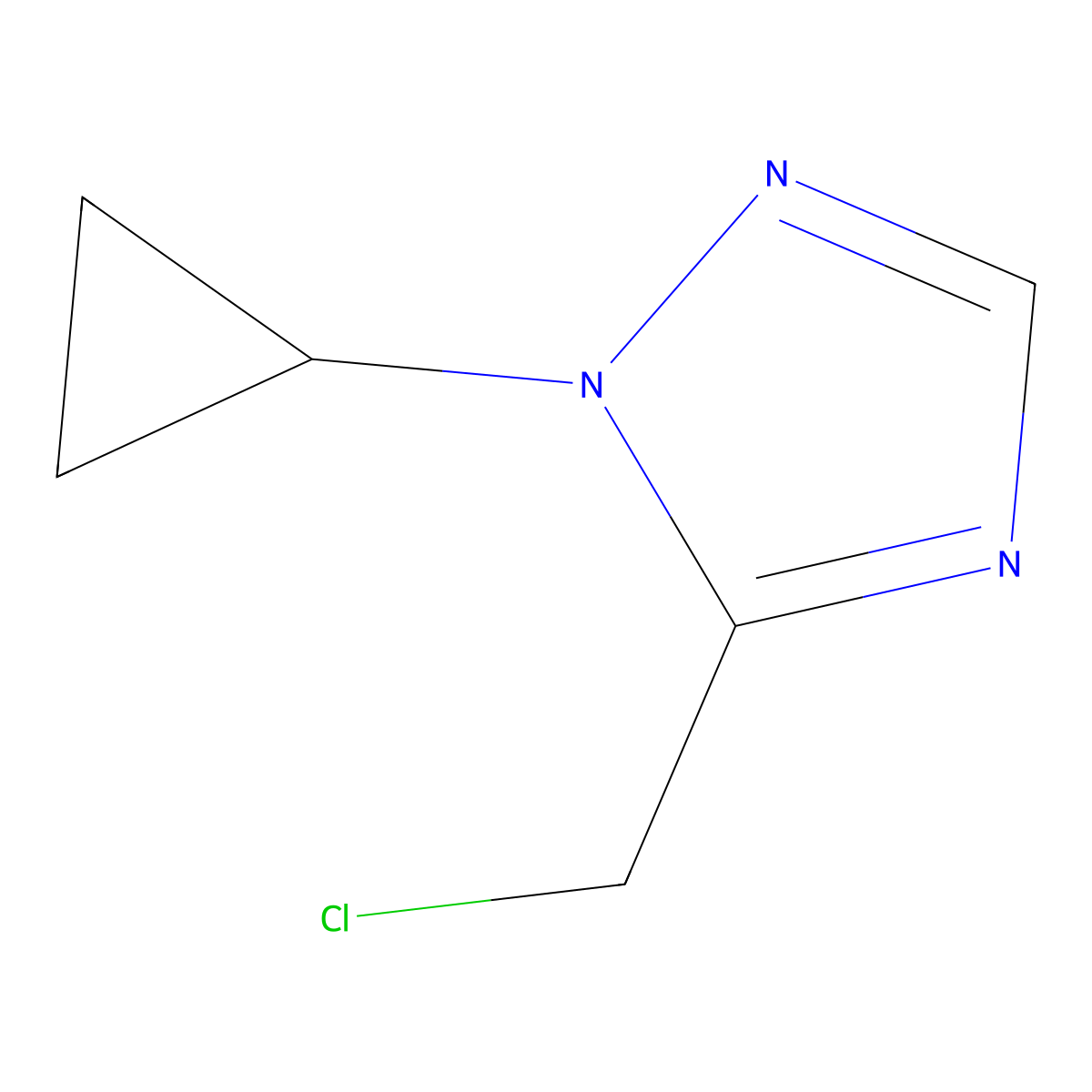 5-(chloromethyl)-1-cyclopropyl-1H-1,2,4-triazole molecular structure, CAS 2284058-63-3