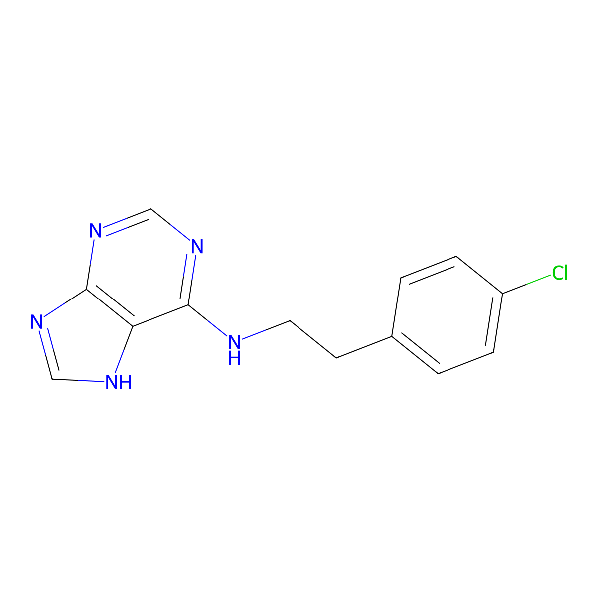 N-[2-(4-chlorophenyl)ethyl]-7H-purin-6-amine molecular structure, CAS 228407-27-0