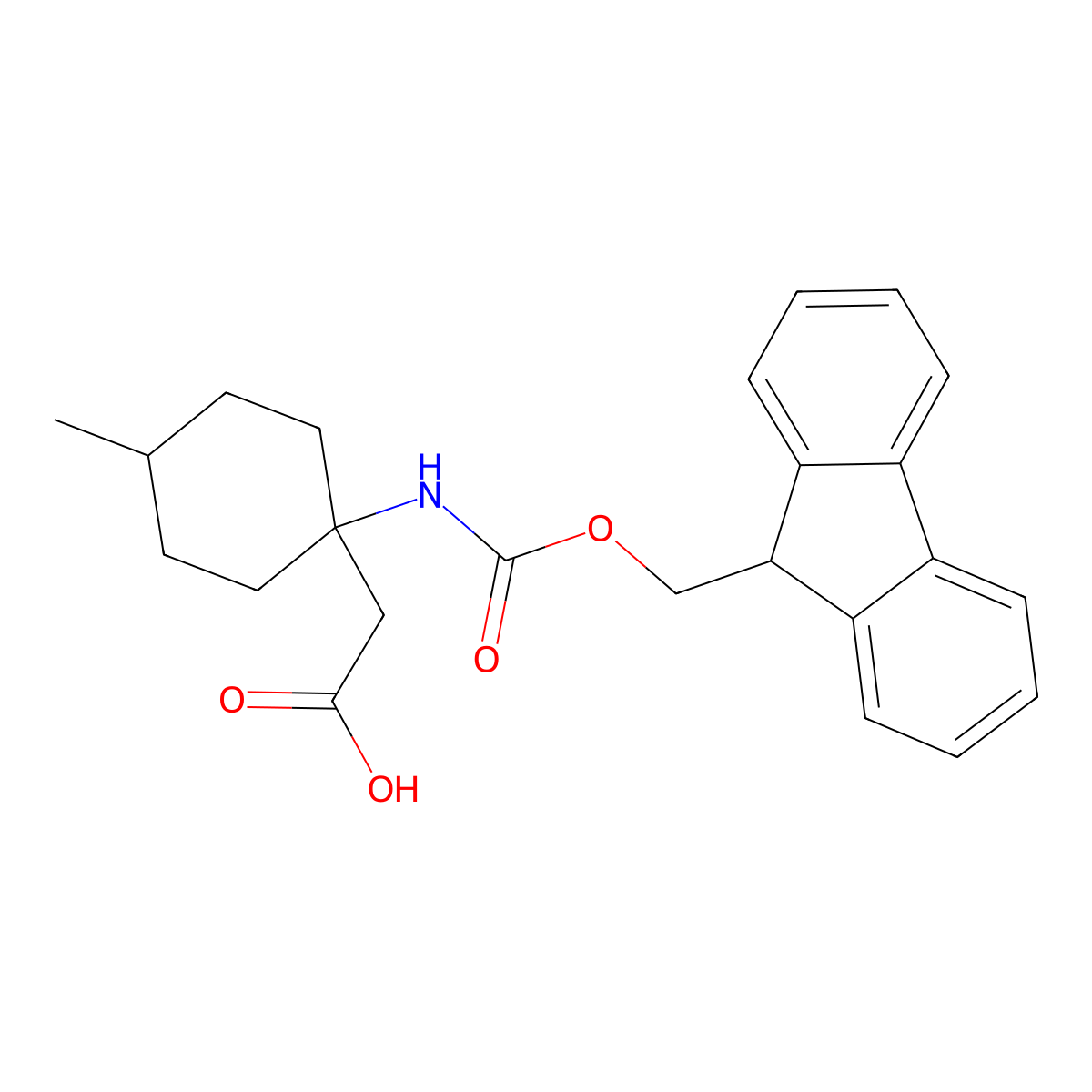 2-[1-({[(9H-fluoren-9-yl)methoxy]carbonyl}amino)-4-methylcyclohexyl]acetic acid molecular structure, CAS 2284074-61-7