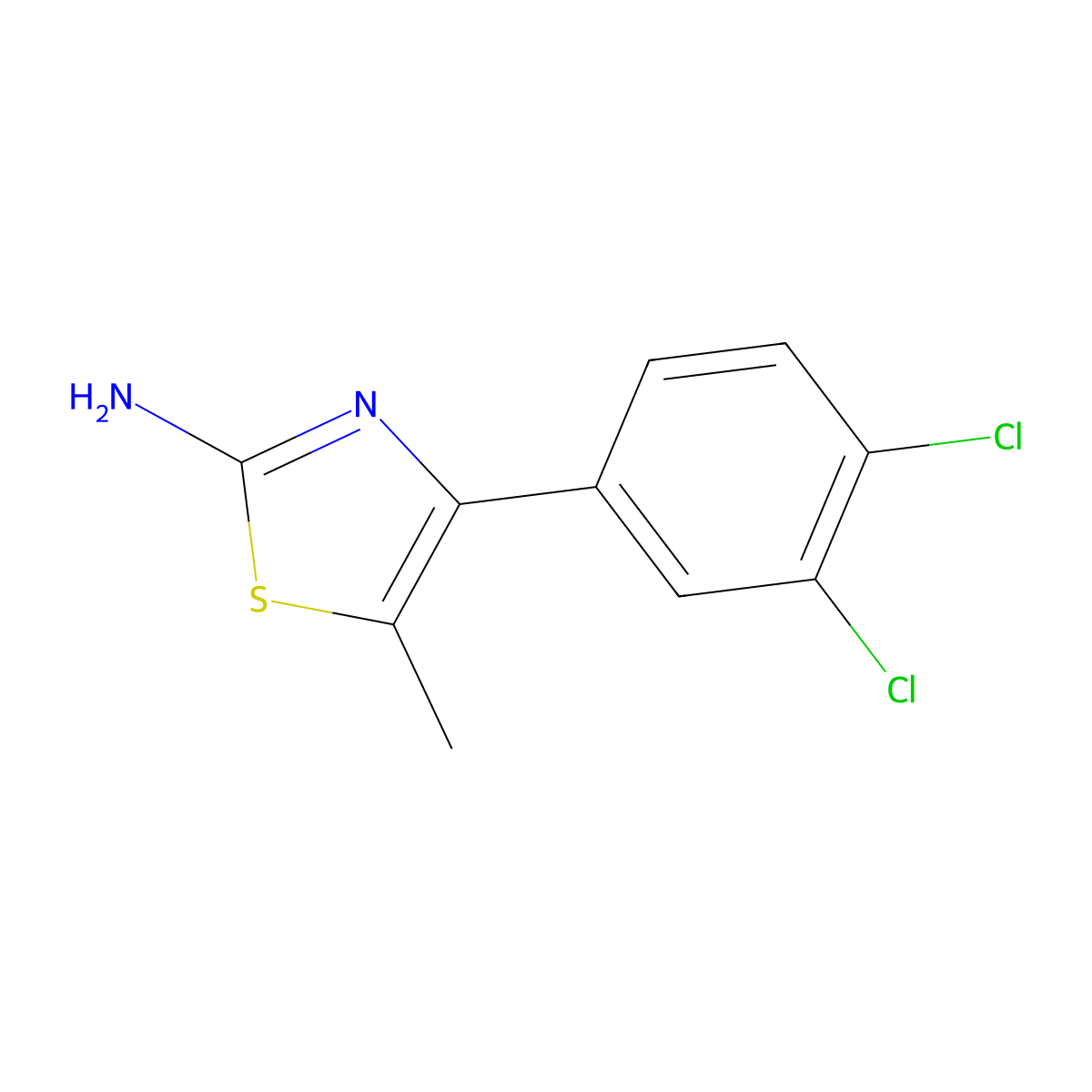 4-(3,4-Dichlorophenyl)-5-methyl-1,3-thiazol-2-amine molecular structure, CAS 228413-64-7
