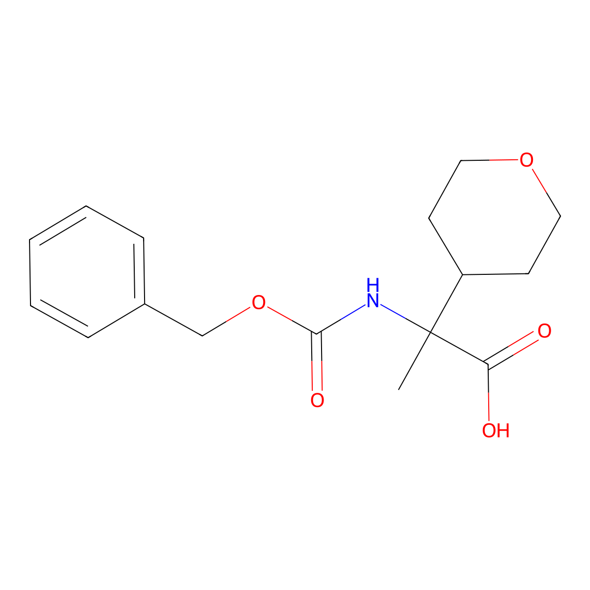2-{[(Benzyloxy)carbonyl]amino}-2-(oxan-4-yl)propanoic acid molecular structure, CAS 2284162-68-9