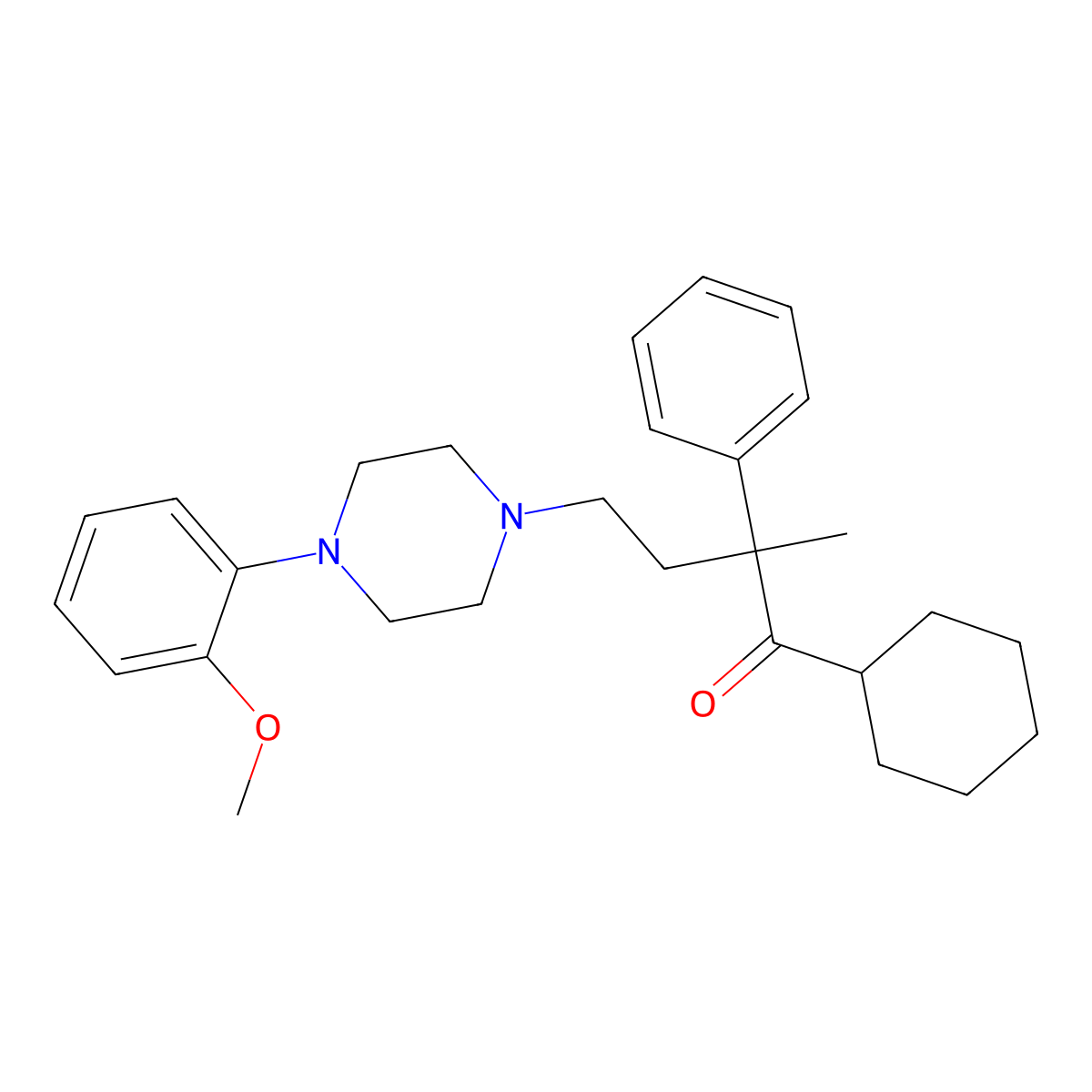 1-Cyclohexyl-4-(4-(2-methoxyphenyl)piperazin-1-yl)-2-methyl-2-phenylbutan-1-one molecular structure, CAS 228418-79-9