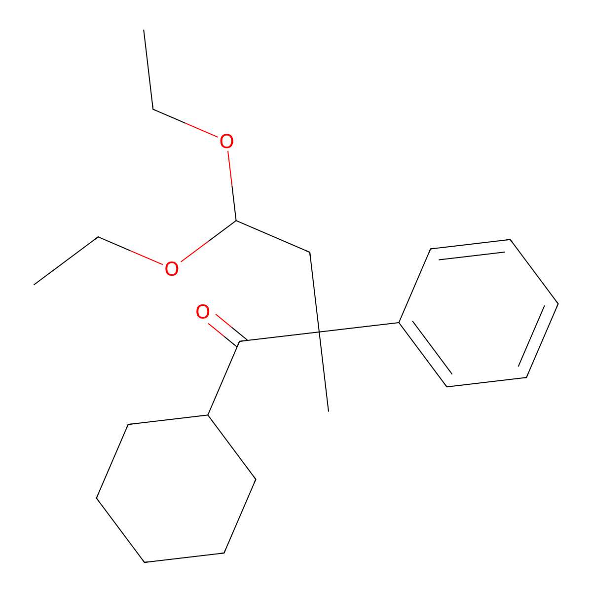 1-Cyclohexyl-4,4-diethoxy-2-methyl-2-phenylbutan-1-one molecular structure, CAS 228419-03-2