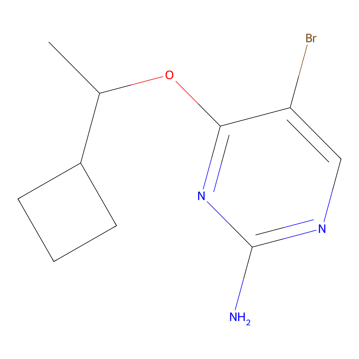 5-Bromo-4-(1-cyclobutylethoxy)pyrimidin-2-amine molecular structure, CAS 2284321-71-5