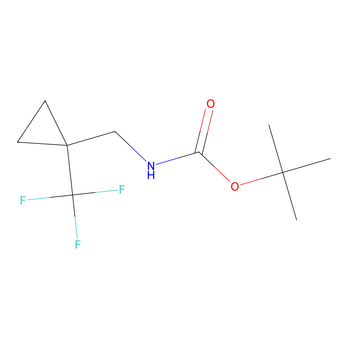tert-Butyl ((1-(trifluoromethyl)cyclopropyl)methyl)carbamate molecular structure, CAS 2284341-68-8