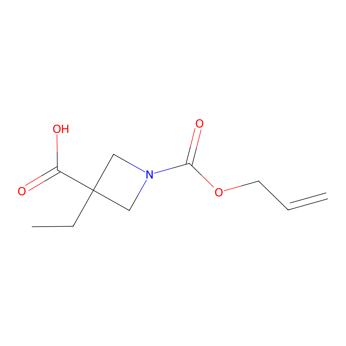 3-Ethyl-1-[(prop-2-en-1-yloxy)carbonyl]azetidine-3-carboxylic acid molecular structure, CAS 2284388-45-8