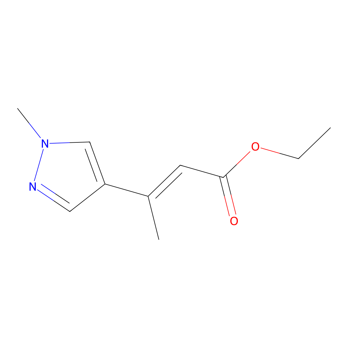 ethyl 3-(1-methyl-1H-pyrazol-4-yl)but-2-enoate molecular structure, CAS 2284417-24-7