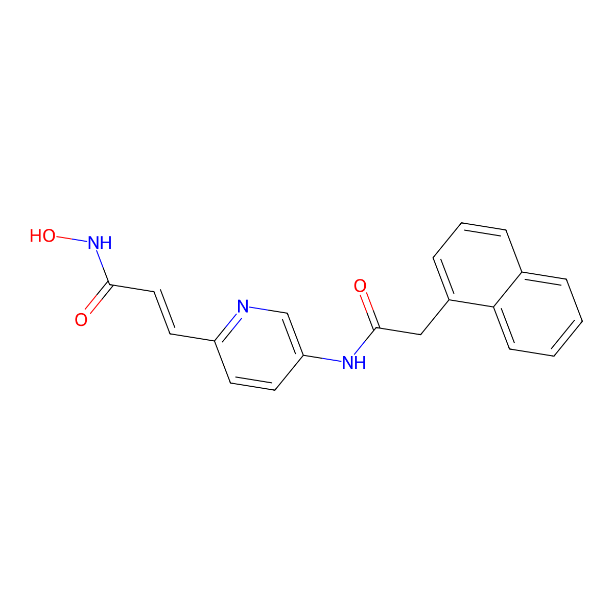 (E)-N-hydroxy-3-[5-[(2-naphthalen-1-ylacetyl)amino]-2-pyridinyl]prop-2-enamide molecular structure, CAS 2284460-01-9