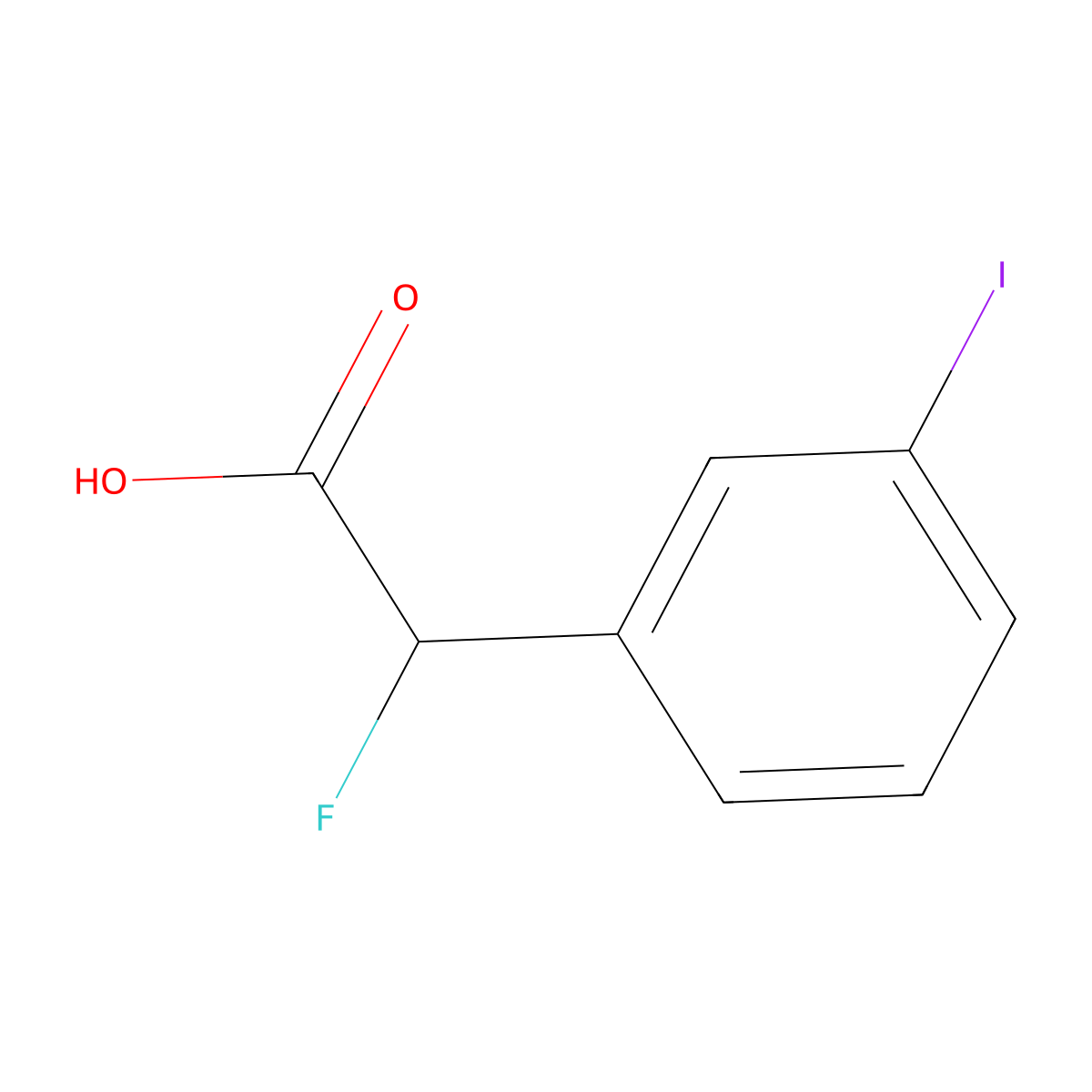 2-Fluoro-2-(3-iodophenyl)acetic acid molecular structure, CAS 2284517-89-9