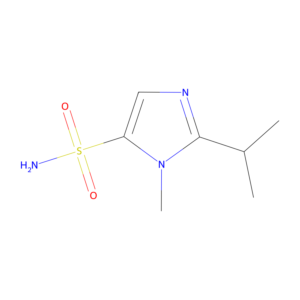 1-methyl-2-(propan-2-yl)-1H-imidazole-5-sulfonamide molecular structure, CAS 2284519-50-0