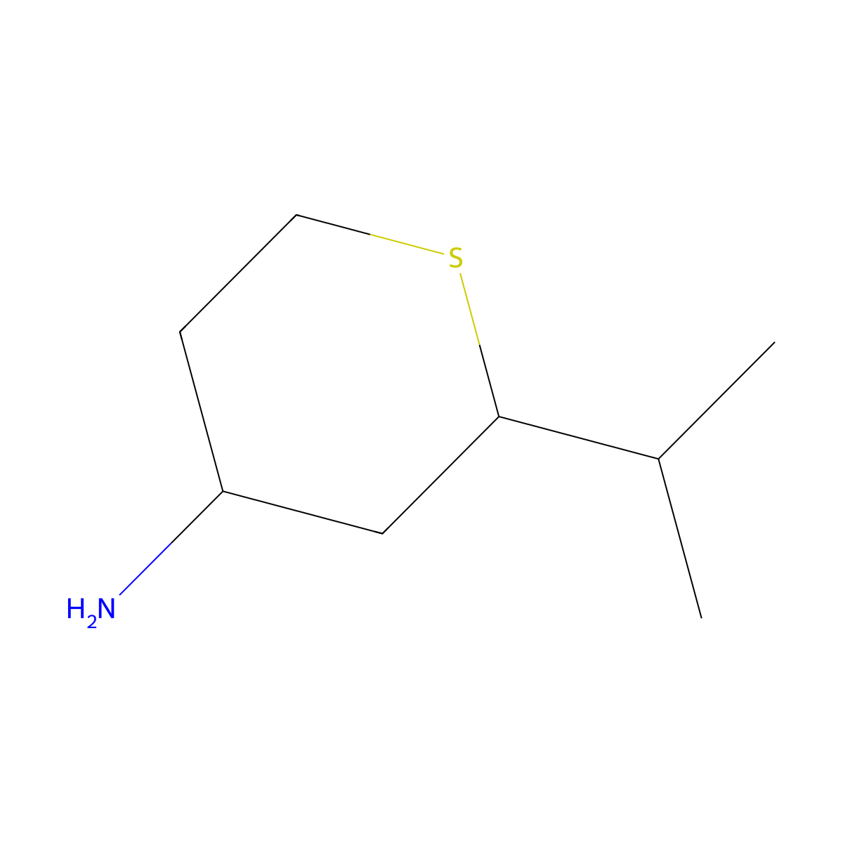 2-(Propan-2-yl)thian-4-amine molecular structure, CAS 2284739-22-4