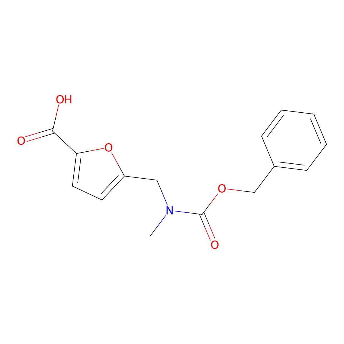 5-({[(Benzyloxy)carbonyl](methyl)amino}methyl)furan-2-carboxylic acid molecular structure, CAS 2284746-98-9