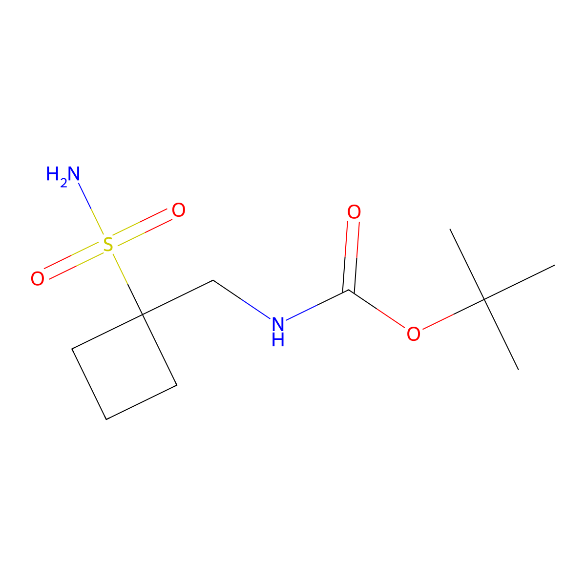 tert-butyl N-[(1-sulfamoylcyclobutyl)methyl]carbamate molecular structure, CAS 2284930-27-2