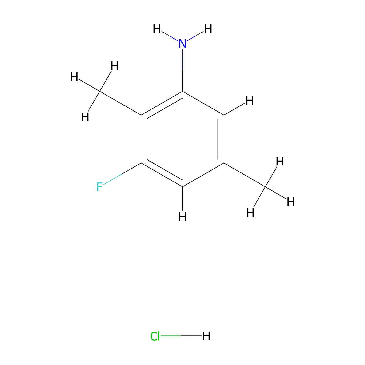 3-Fluoro-2,5-dimethylaniline hydrochloride molecular structure, CAS 2285-60-1