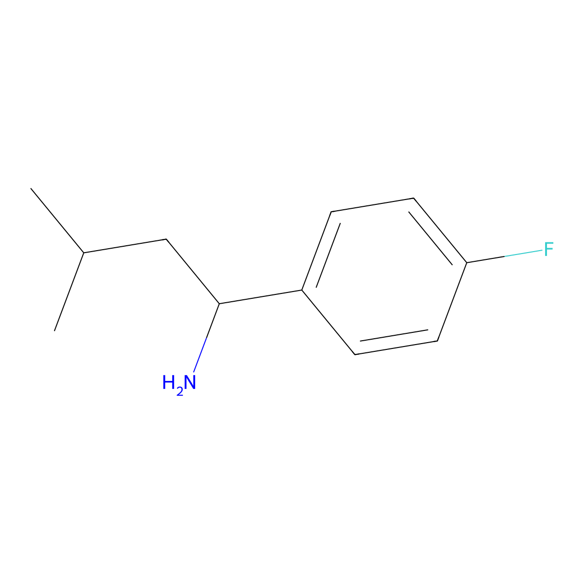 1-(4-Fluorophenyl)-3-methylbutan-1-amine molecular structure, CAS 2285-92-9
