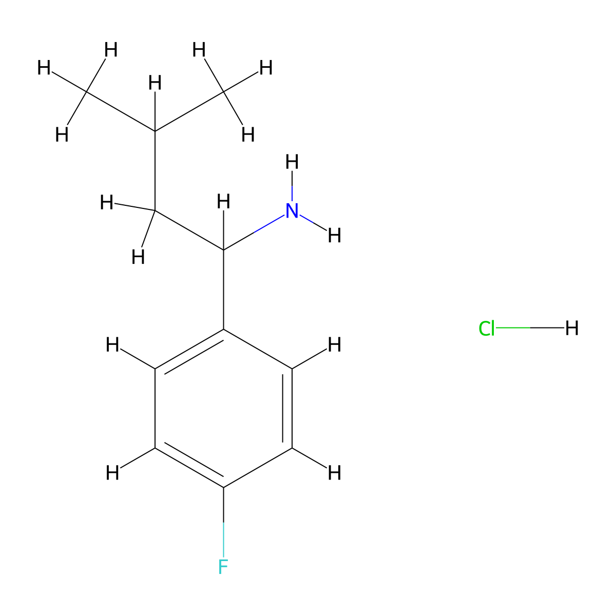 1-(4-Fluorophenyl)-3-methylbutan-1-amine hydrochloride molecular structure, CAS 2285-93-0