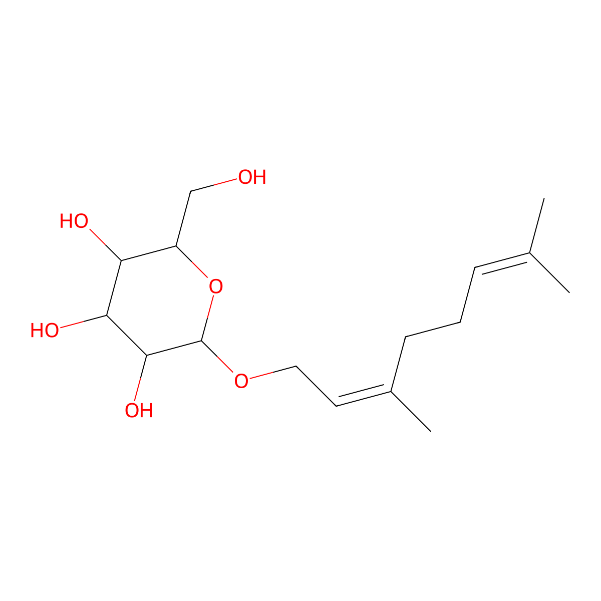 Geranyl glucoside molecular structure, CAS 22850-13-1