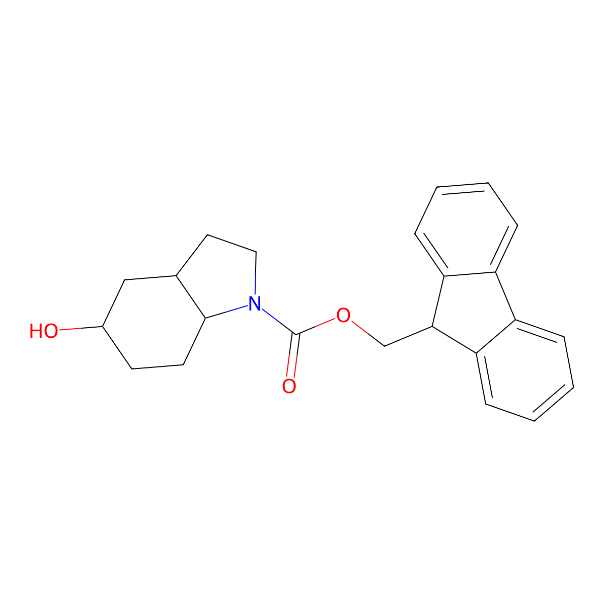 (9H-fluoren-9-yl)methyl 5-hydroxy-octahydro-1H-indole-1-carboxylate molecular structure, CAS 2285020-88-2