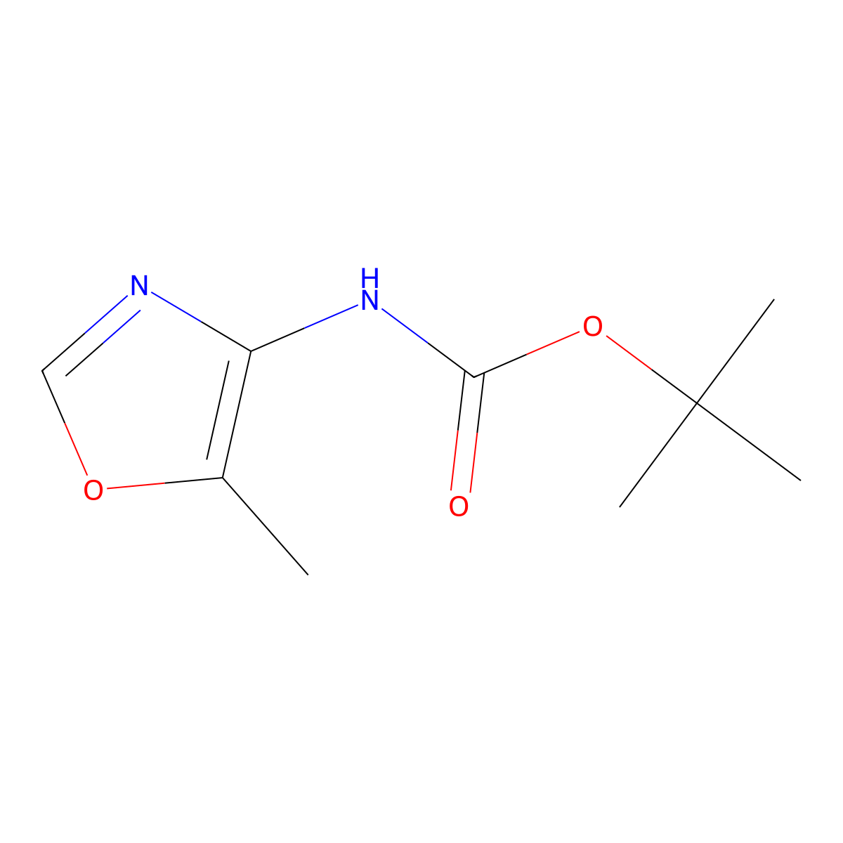 tert-butyl N-(5-methyl-1,3-oxazol-4-yl)carbamate molecular structure, CAS 2285043-84-5