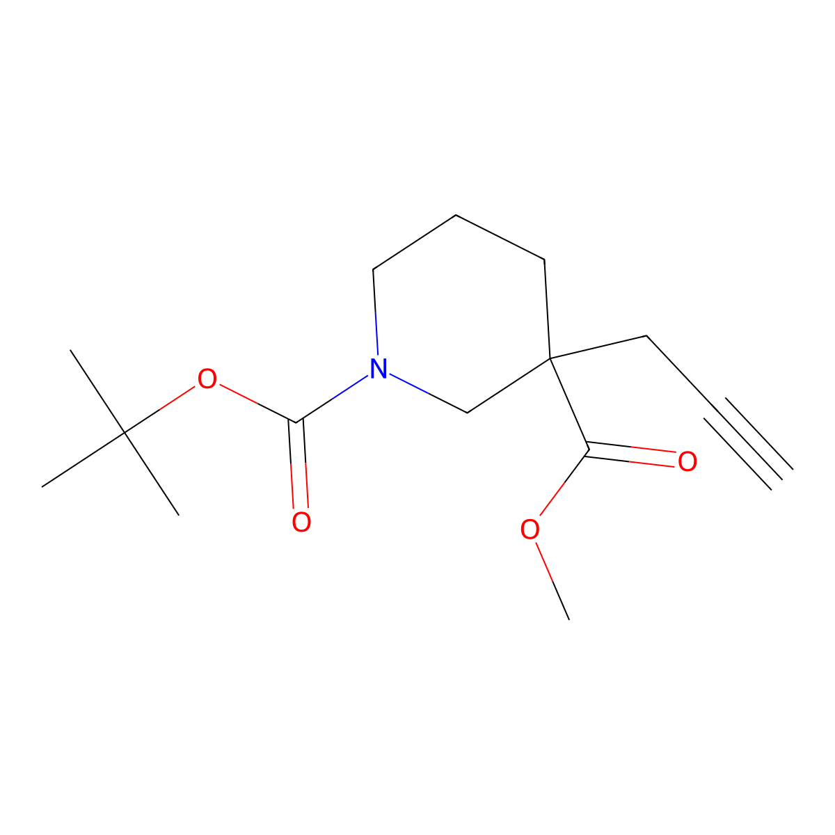 1-Tert-butyl 3-methyl 3-(prop-2-yn-1-yl)piperidine-1,3-dicarboxylate molecular structure, CAS 2285070-20-2