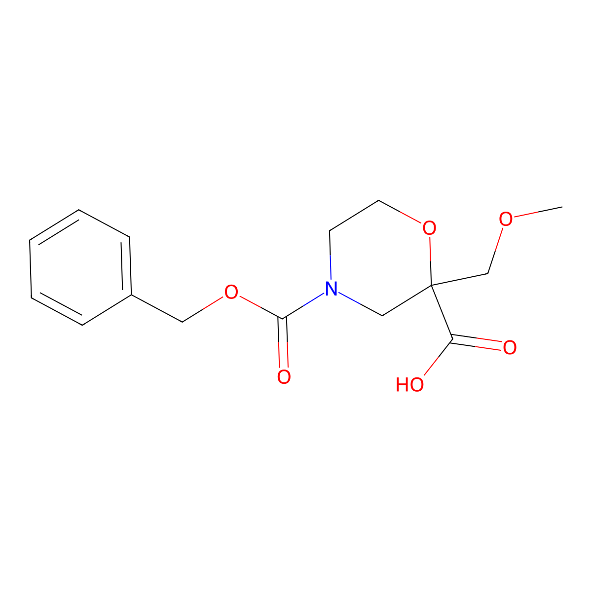 4-[(Benzyloxy)carbonyl]-2-(methoxymethyl)morpholine-2-carboxylic acid molecular structure, CAS 2285125-82-6