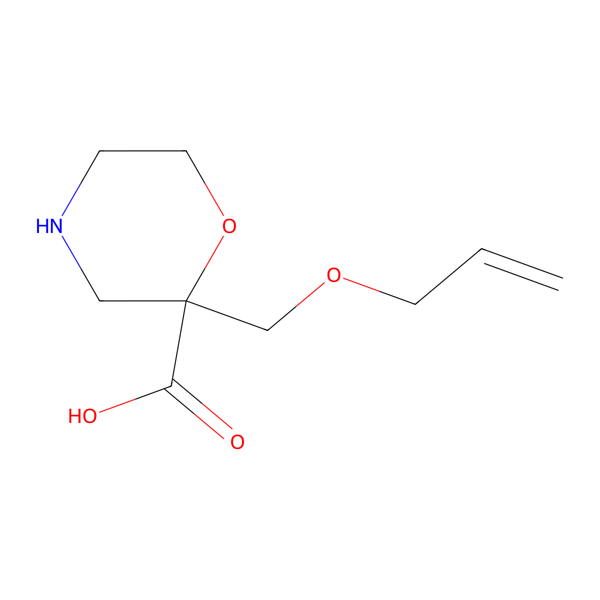 2-[(Prop-2-en-1-yloxy)methyl]morpholine-2-carboxylic acid molecular structure, CAS 2285176-47-6