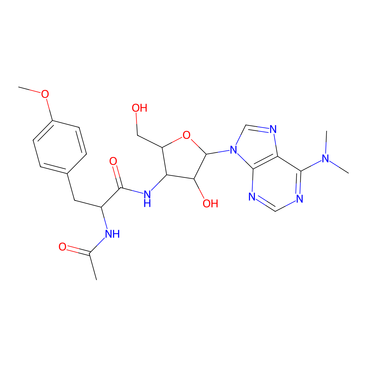 N-Acetylpuromycin molecular structure, CAS 22852-13-7