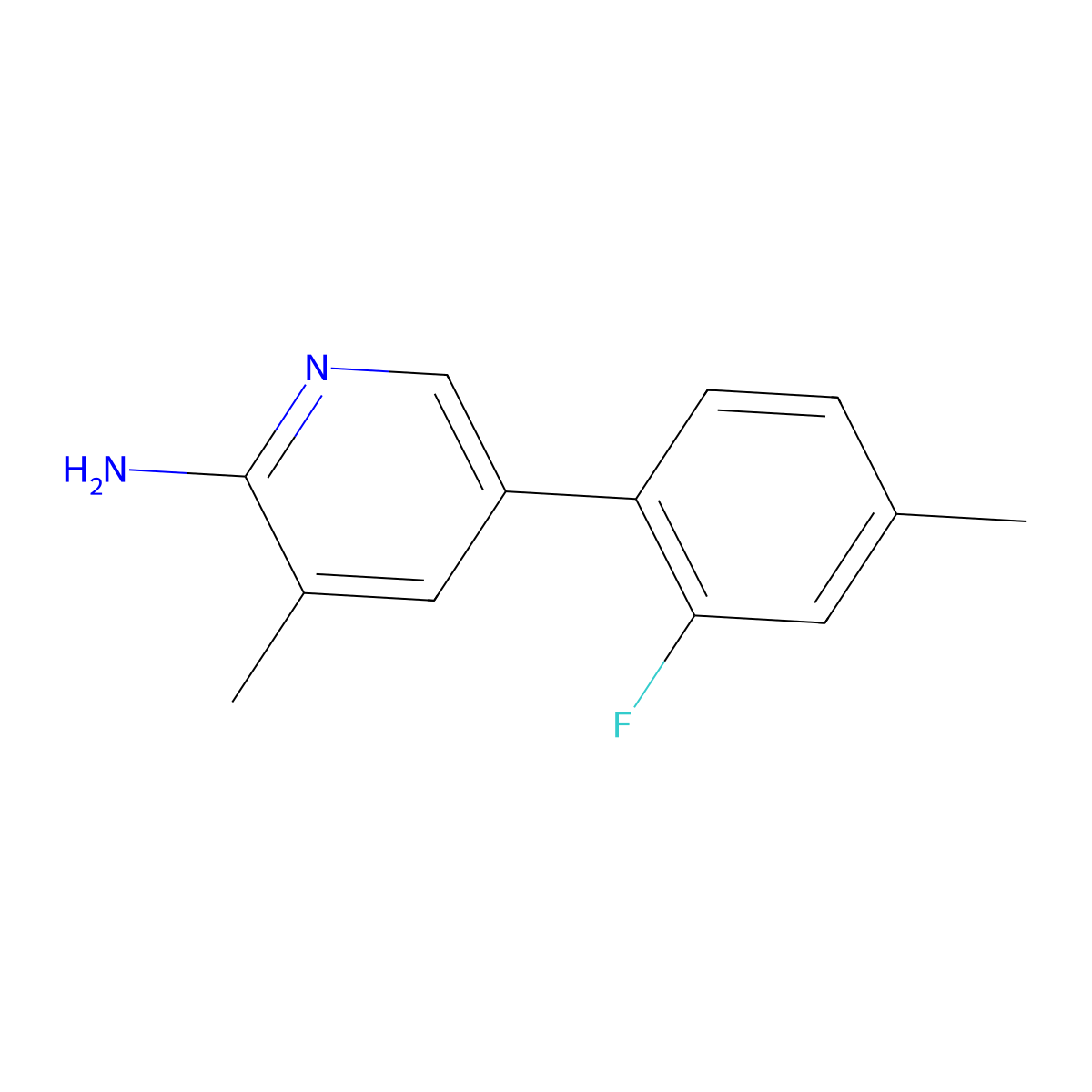 5-(2-Fluoro-4-methylphenyl)-3-methylpyridin-2-amine molecular structure, CAS 2285215-77-0