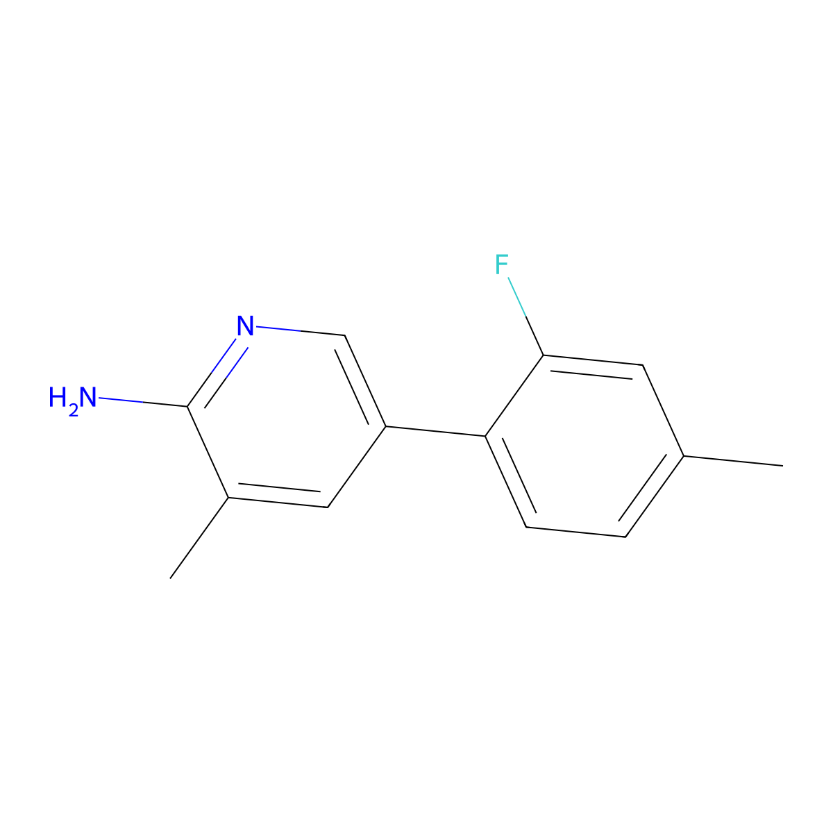 5-(2-Fluoro-4-methylphenyl)-3-methylpyridin-2-amine molecular structure, CAS 2285215-77-0