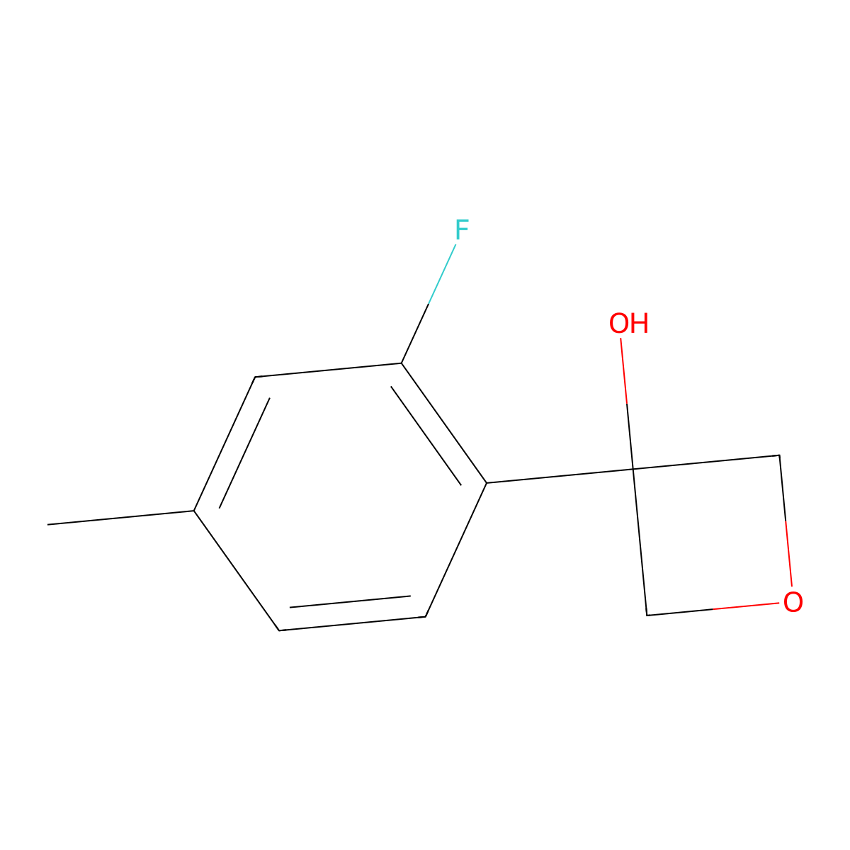 3-(2-Fluoro-4-methylphenyl)-3-oxetanol molecular structure, CAS 2285267-28-7