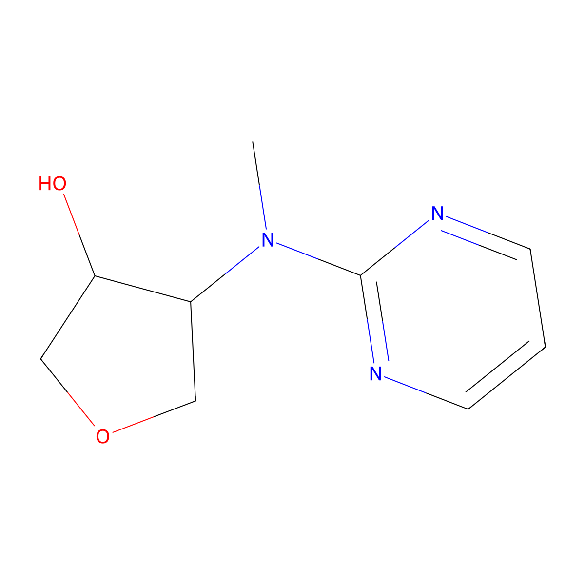 4-[Methyl(pyrimidin-2-yl)amino]oxolan-3-ol molecular structure, CAS 2285311-19-3