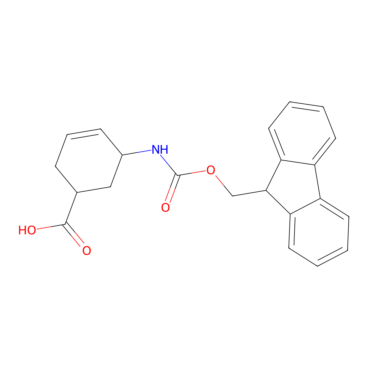 5-(9H-Fluoren-9-ylmethoxycarbonylamino)-cyclohex-3-enecarboxylic acid molecular structure, CAS 2285322-51-0