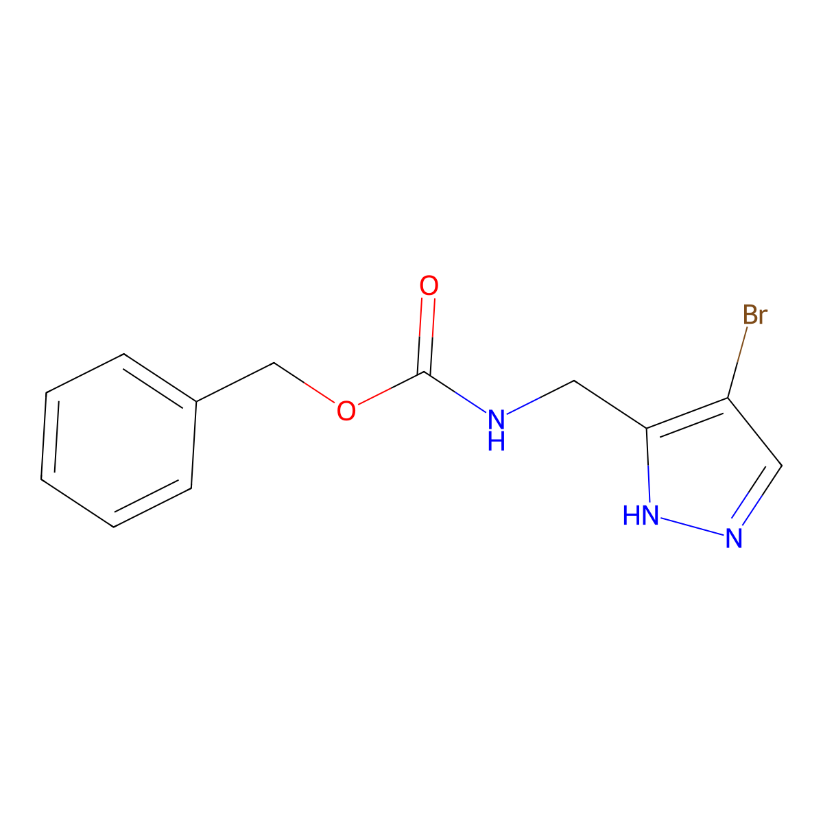 benzyl N-[(4-bromo-1H-pyrazol-5-yl)methyl]carbamate molecular structure, CAS 2285397-75-1
