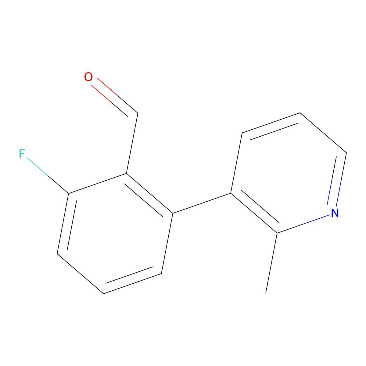 2-Fluoro-6-(2-methylpyridin-3-yl)benzaldehyde molecular structure, CAS 2285419-55-6