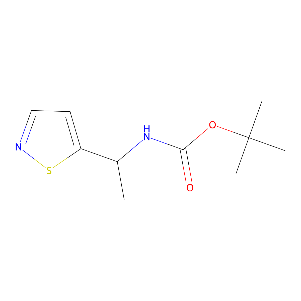 tert-butyl N-[1-(1,2-thiazol-5-yl)ethyl]carbamate molecular structure, CAS 2285435-66-5