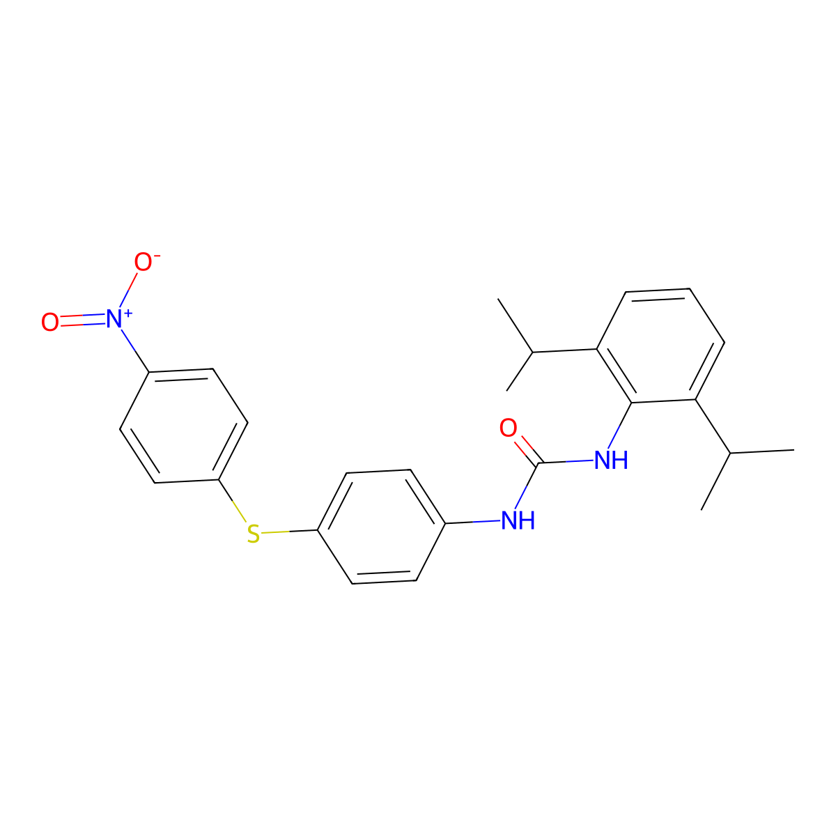 N-[2,6-Bis(1-methylethyl)phenyl]-N'-[4-[(4-nitrophenyl)thio]phenyl]urea molecular structure, CAS 228544-65-8