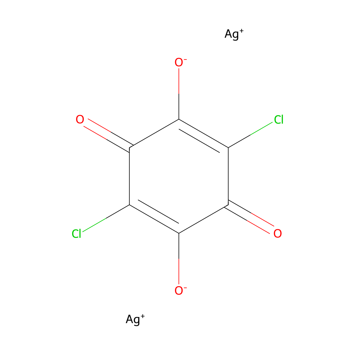 Silver, (mu-(2,5-dichloro-3,6-di(hydroxy-kappaO)-2,5-cyclohexadiene-1,4-dionato(2-)-kappaO1:kappaO4))di- molecular structure, CAS 22855-70-5