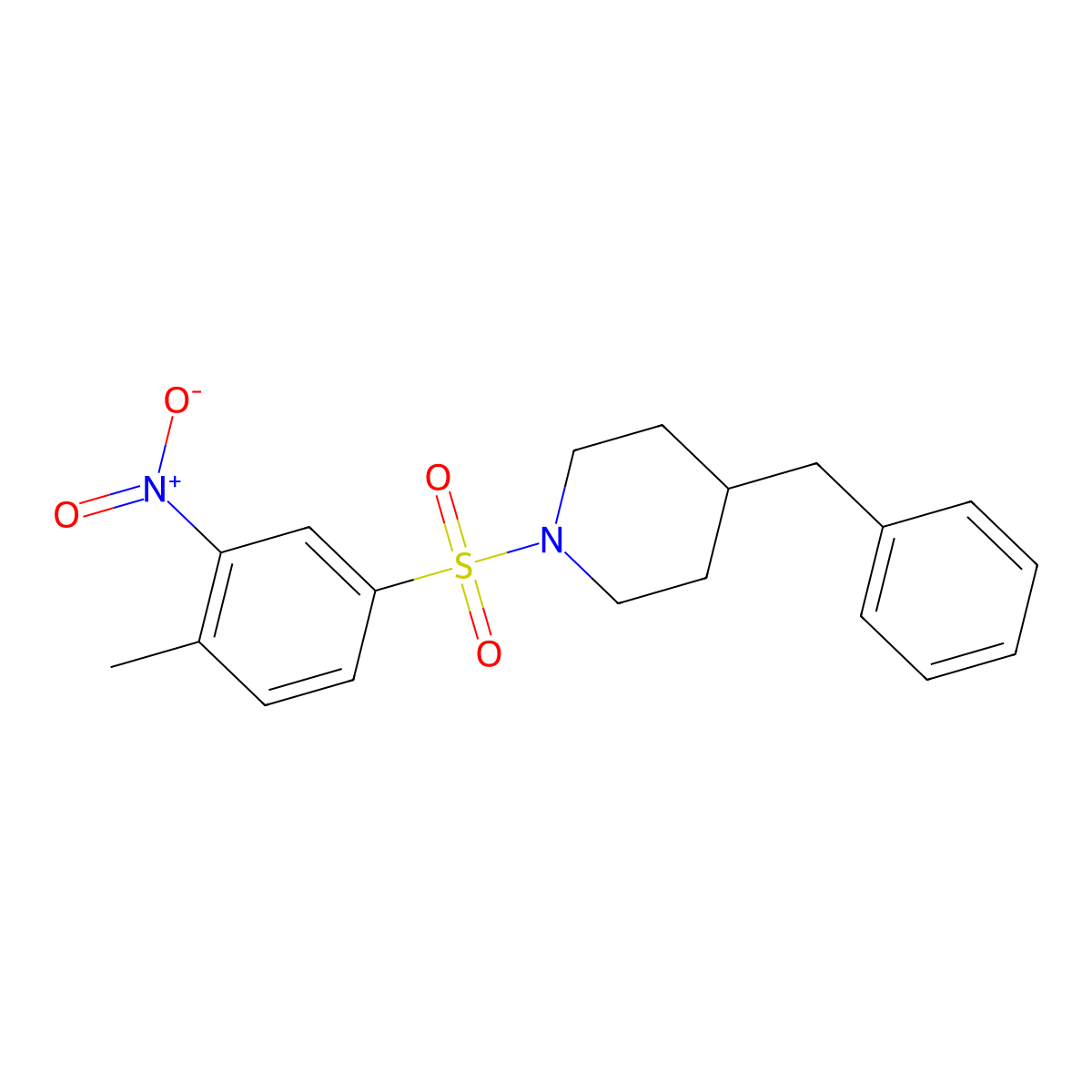 4-Benzyl-1-[(4-methyl-3-nitrophenyl)sulfonyl]piperidine molecular structure, CAS 228552-26-9