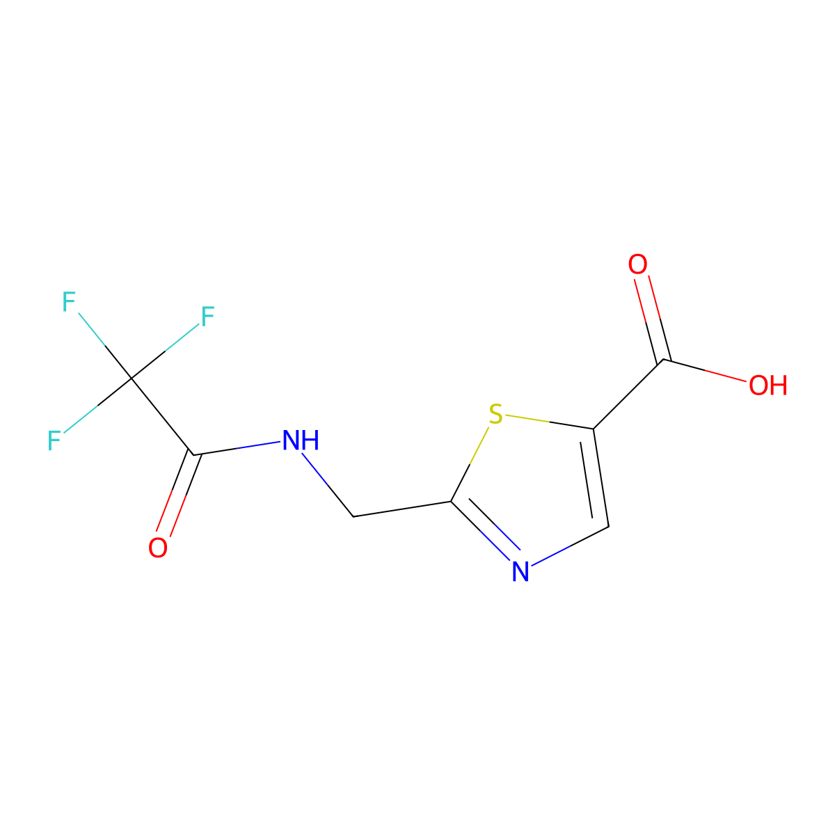 2-[(Trifluoroacetamido)methyl]-1,3-thiazole-5-carboxylic acid molecular structure, CAS 2285552-92-1