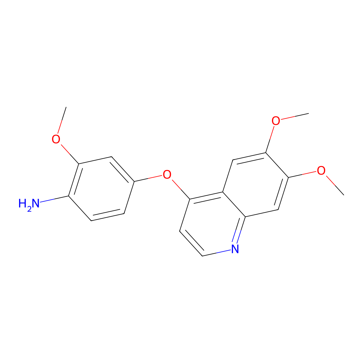 4-((6,7-Dimethoxyquinolin-4-yl)oxy)-2-methoxyaniline molecular structure, CAS 228559-85-1