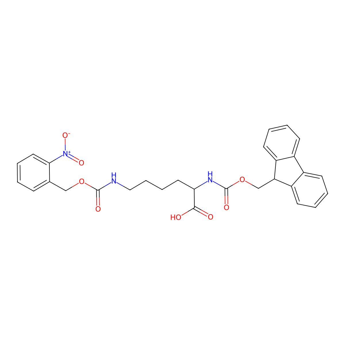 (2S)-2-(9H-fluoren-9-ylmethoxycarbonylamino)-6-[(2-nitrophenyl)methoxycarbonylamino]hexanoic acid molecular structure, CAS 228564-77-0