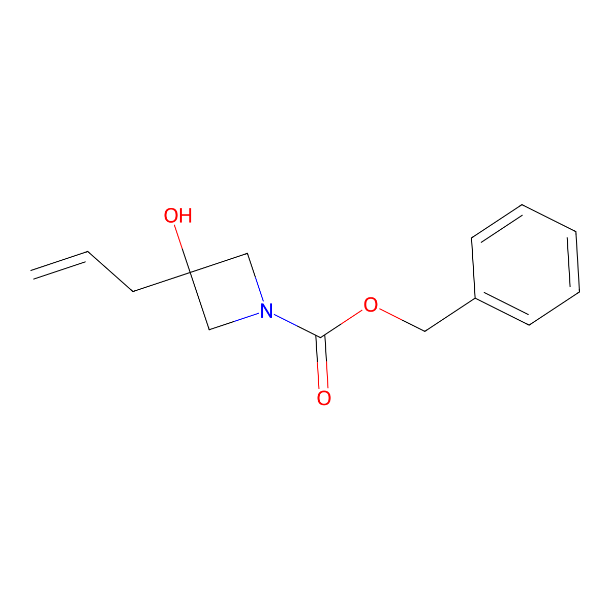 Benzyl 3-hydroxy-3-(prop-2-en-1-yl)azetidine-1-carboxylate molecular structure, CAS 2285696-63-9