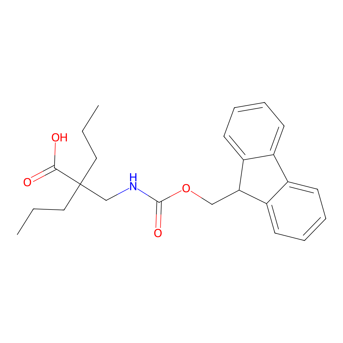 2-[(9H-Fluoren-9-ylmethoxycarbonylamino)methyl]-2-propylpentanoic acid molecular structure, CAS 2285879-94-7