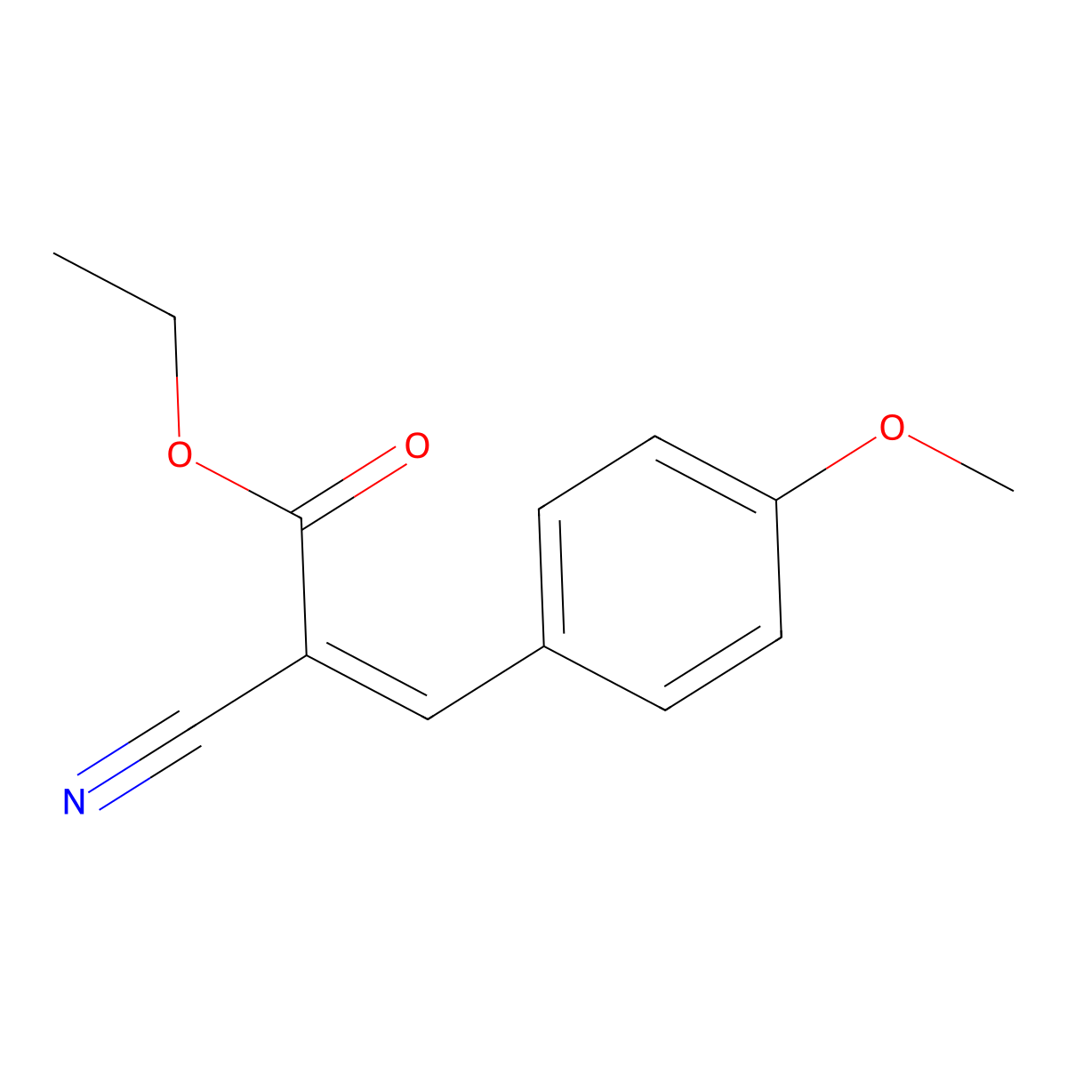 2-Propenoic acid, 2-cyano-3-(4-methoxyphenyl)-, ethyl ester molecular structure, CAS 2286-29-5