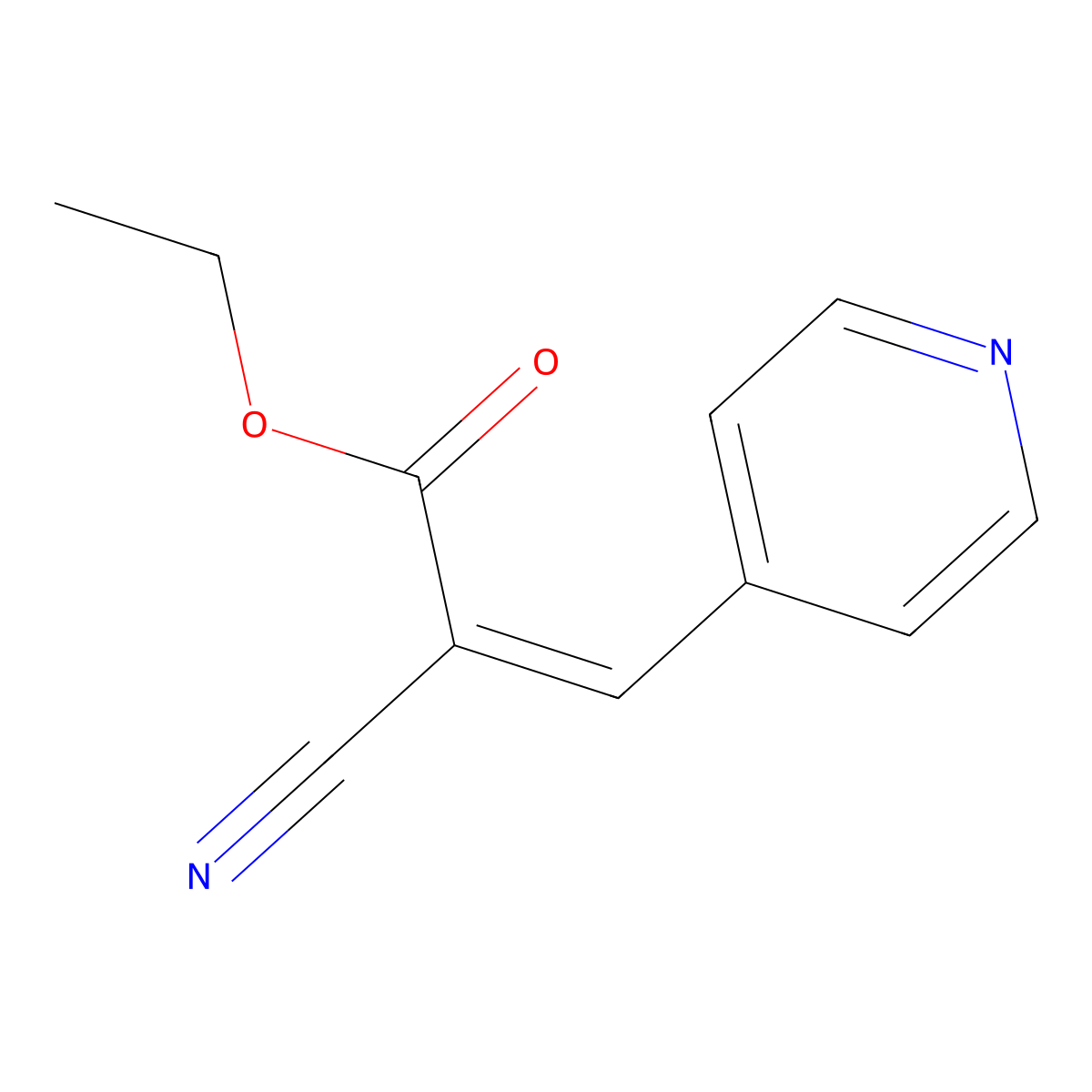 Ethyl 2-cyano-3-(4-pyridinyl)-2-propenoate molecular structure, CAS 2286-31-9