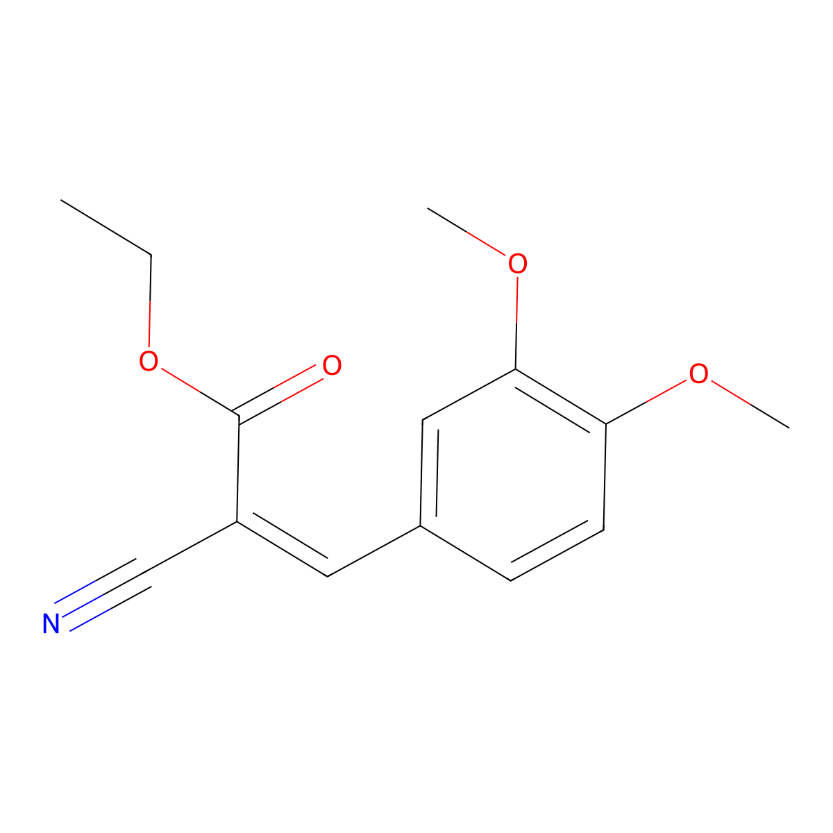 Ethyl alpha-cyano-3,4-dimethoxycinnamate molecular structure, CAS 2286-55-7